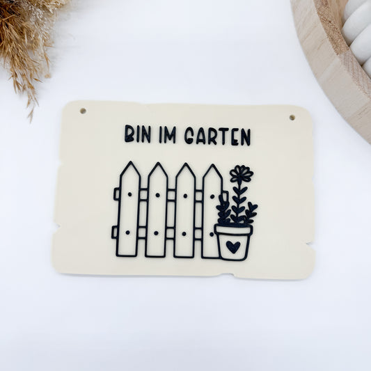 Bin im Garten Schilder Zaun - 3D Druckdatei