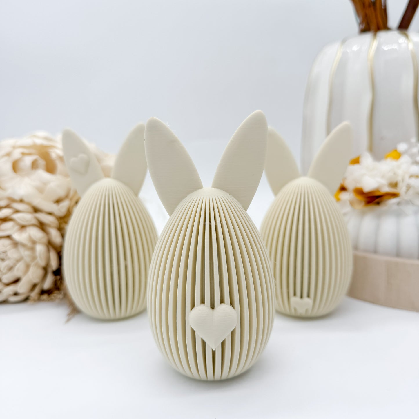 gerippter Hasenei mit Herzohren - 3D Druckdatei