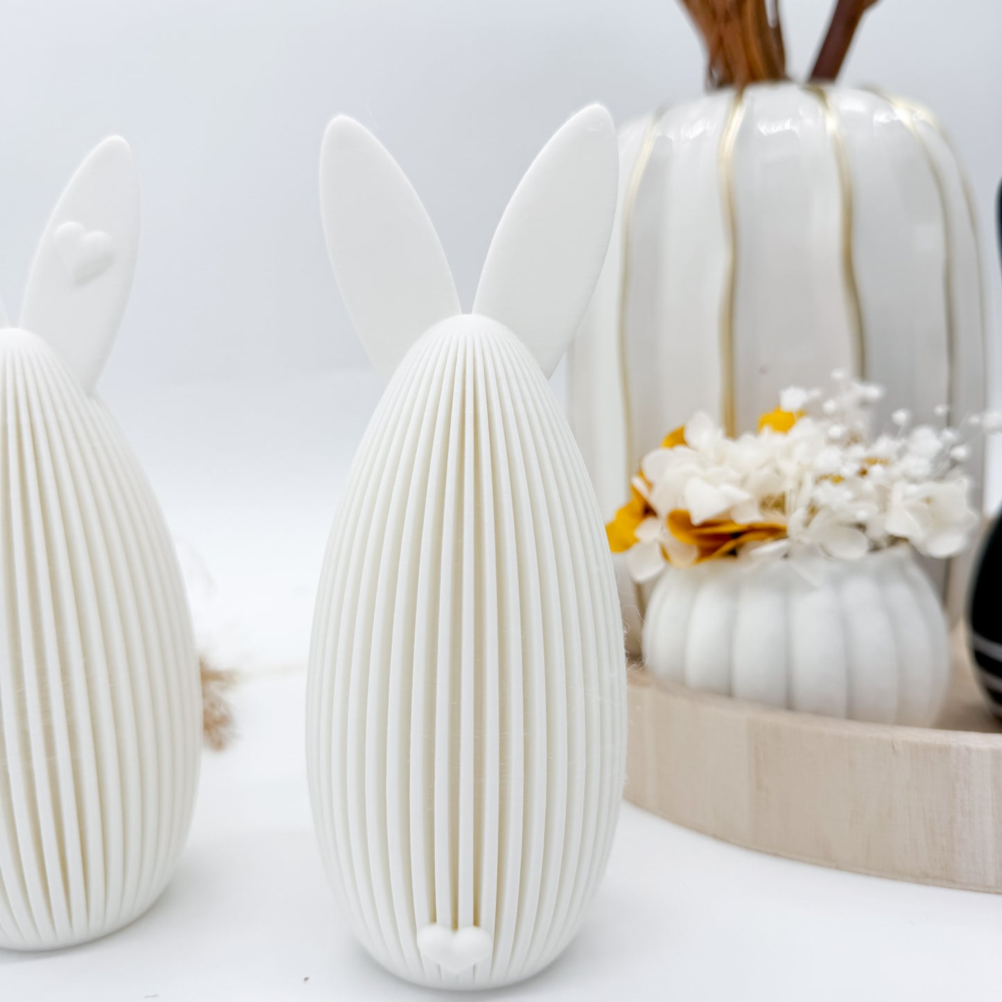 gerippter grosses Hasenei mit Herzohren - 3D Druckdatei