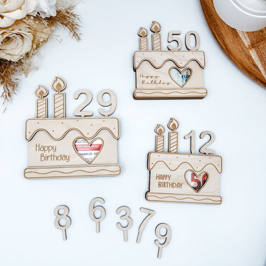 Geldgeschenk, Gutscheinhalter Kuchen, Geburtstagsgeldgeschenk - Laserdatei