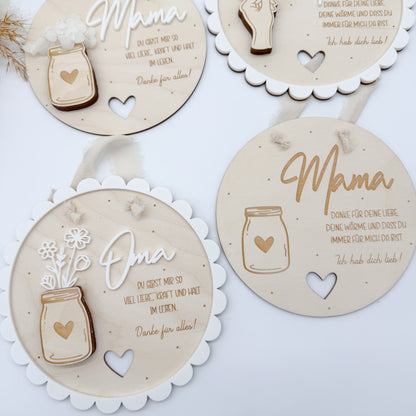 Muttertag, Schild für Mama - Laserdatei + zusätzlich 3D Druckdatei Elemente