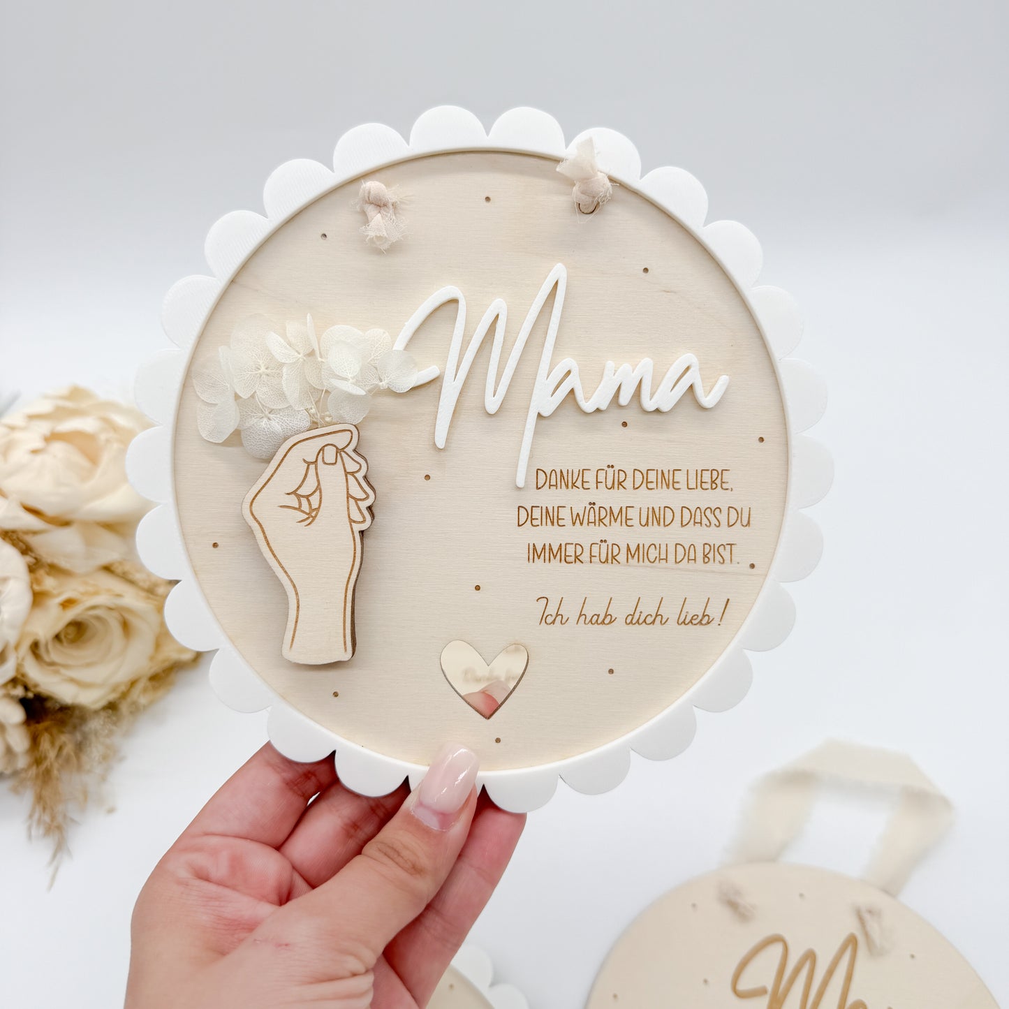 Muttertag, Schild für Mama - Laserdatei + zusätzlich 3D Druckdatei Elemente