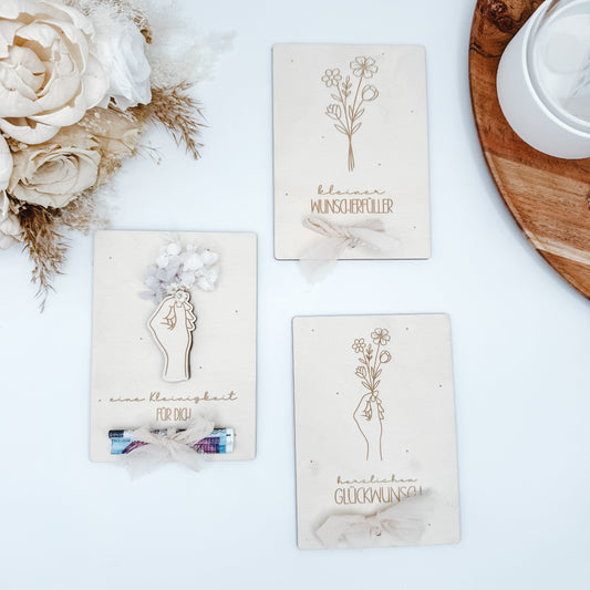Geldgeschenke Blumenhand im Postkartenformat - Laserdatei
