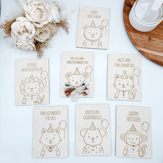 Geldgeschenke Tiere im Postkartenformat - Laserdatei