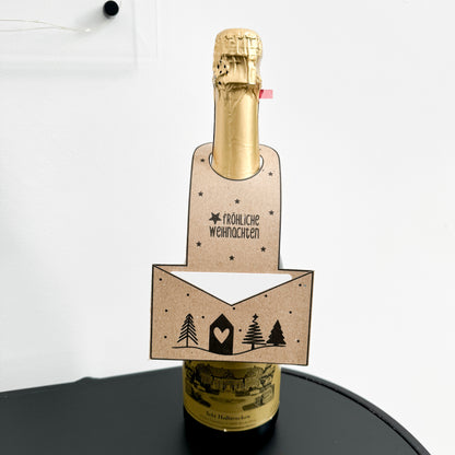 Flaschenhalter für Gutscheine oder Geld, Druckdatei Weihnachten - Druckvorlage