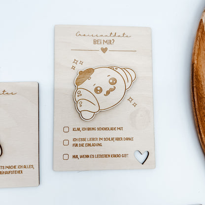 Karten Croissant, Fruehstuecksdate, Geschenkidee Brunchen - Laserdatei