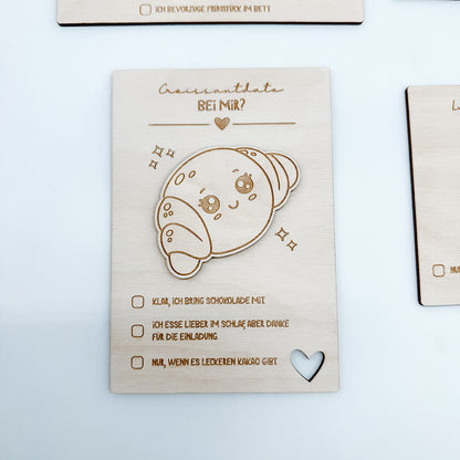 Karten Croissant, Fruehstuecksdate, Geschenkidee Brunchen - Laserdatei