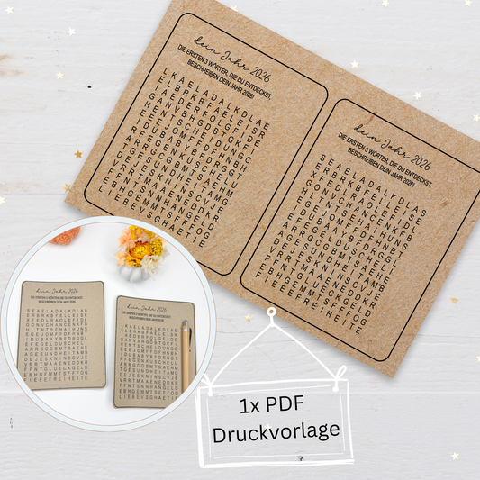 Buchstabensalat, Wunderkerzen, Mitbringsel Silvester - Druckvorlage