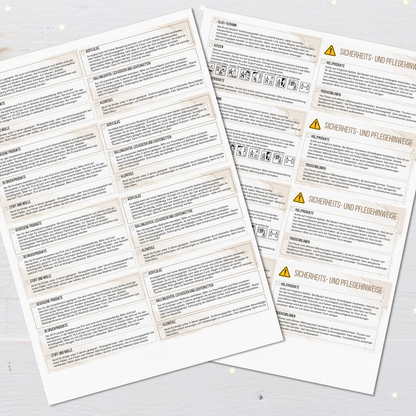 PDF Download Sicherheitshinweise, aufklappbare Visitenkarten zum Ankreuzen für 15 Materialien