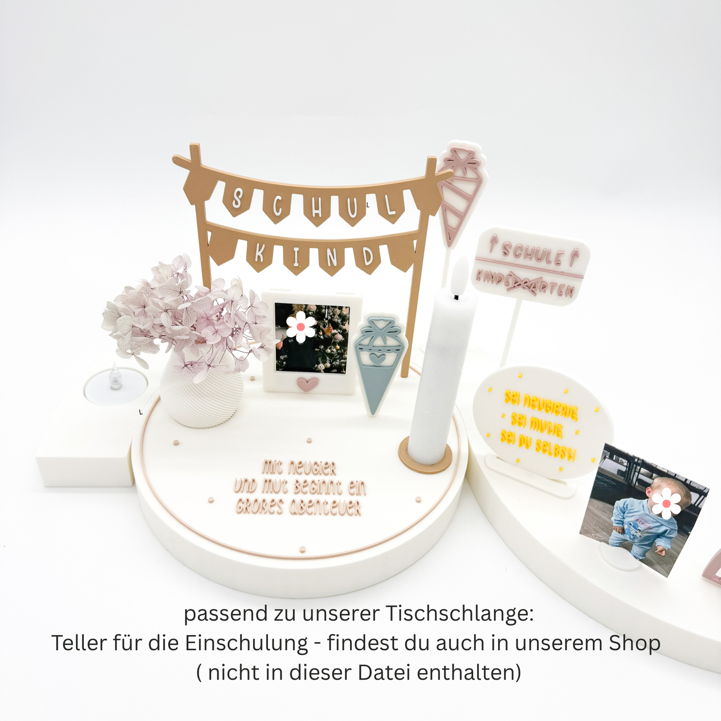 Tischschlange Einschulung, passend zum Einschulungsteller - 3D Druckdatei
