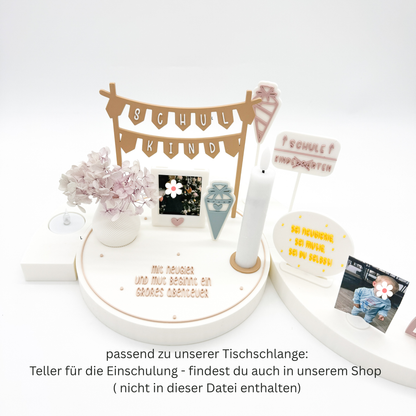 Tischschlange Einschulung, passend zum Einschulungsteller - 3D Druckdatei