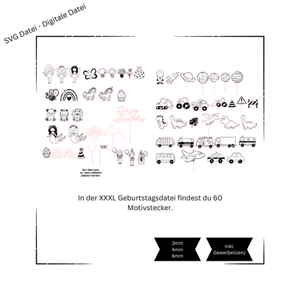 XXL Geburtstagsteller, Welle, 60 Motive - Digitale Datei