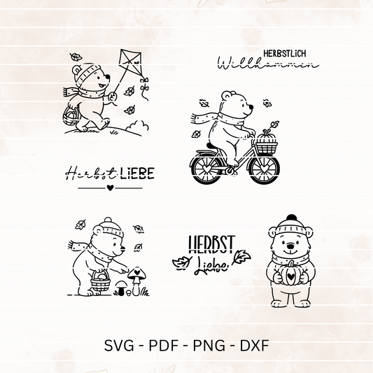 Herbstliche Motive Bär - Digitale Datei