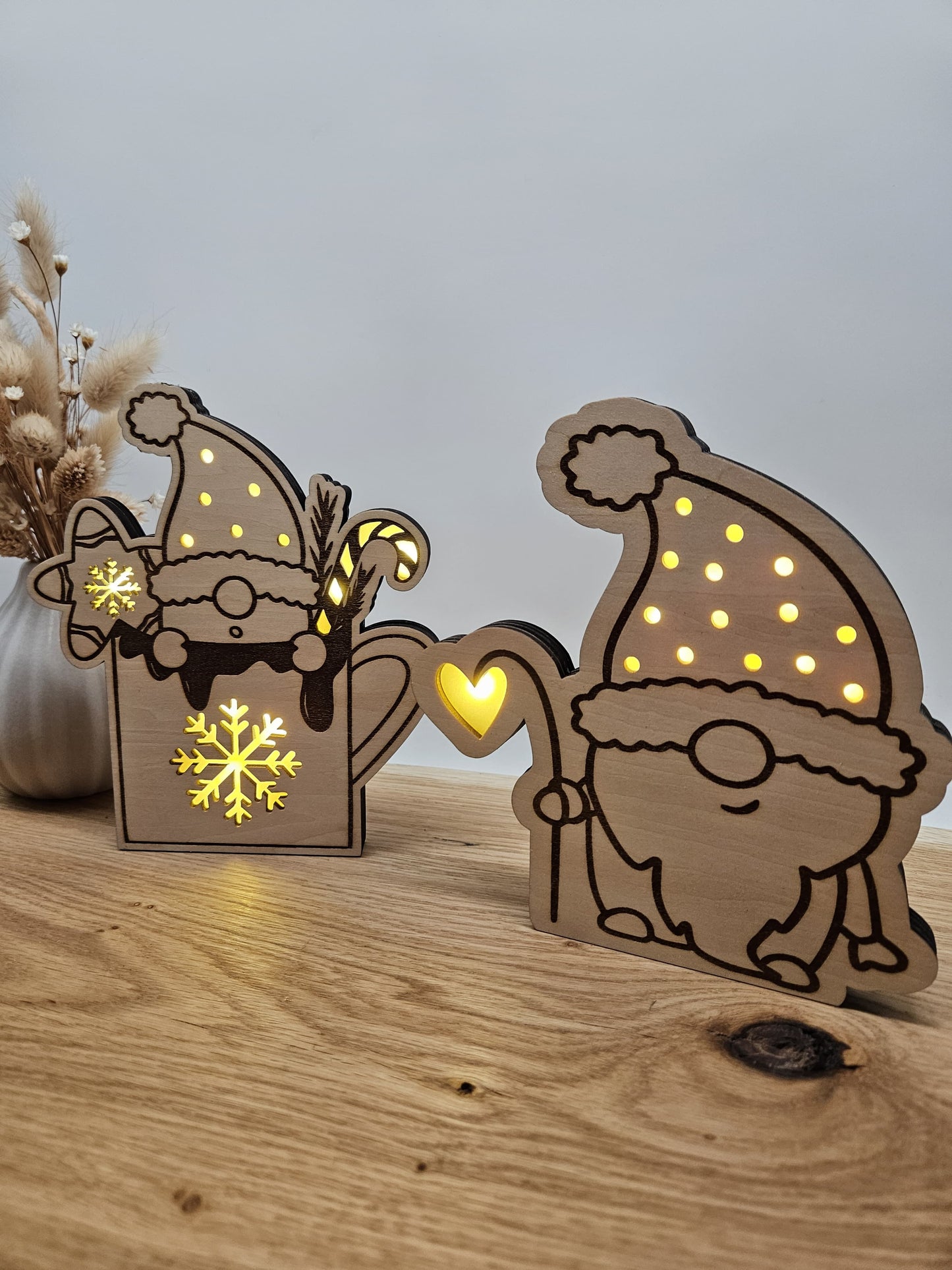 Lichter zum Hinstellen, Weihnachtslichter, Wichtel mit Licht - Laserdatei
