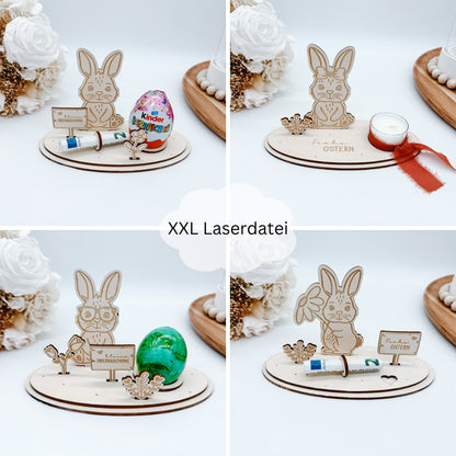 Ostern Aufsteller, Teelichthalter, Geldgeschenk, Eierhalter 3 und 4mm - Laserdatei