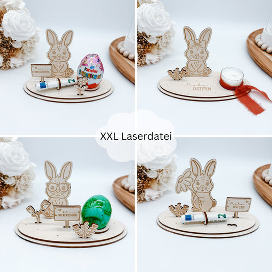 Ostern Aufsteller, Teelichthalter, Geldgeschenk, Eierhalter 3 und 4mm - Laserdatei