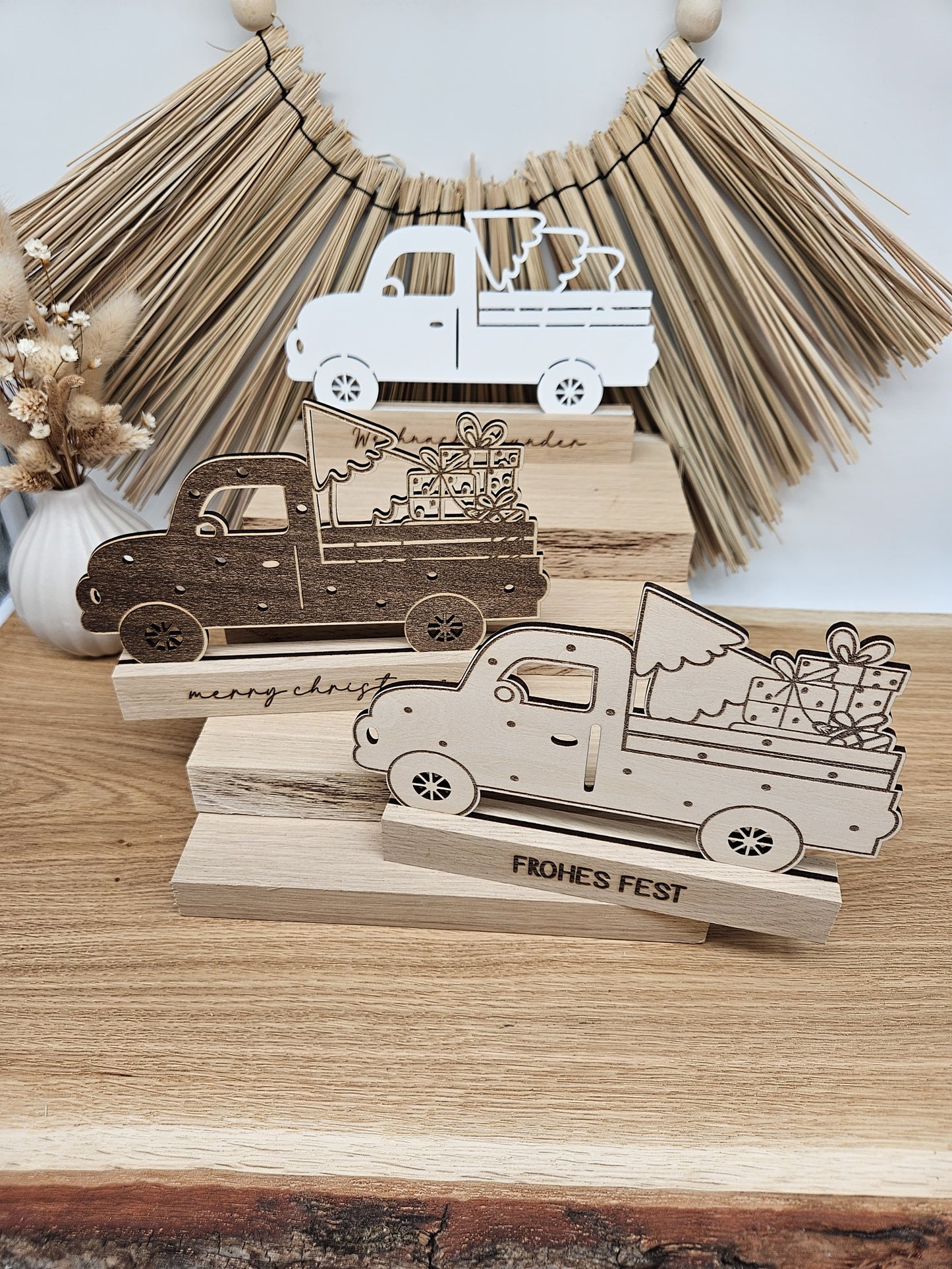Weihnachtstruck, geeignet für Klötzchen, Weihnachtsauto, Auto mit Baum, Laserdatei Weihnachten