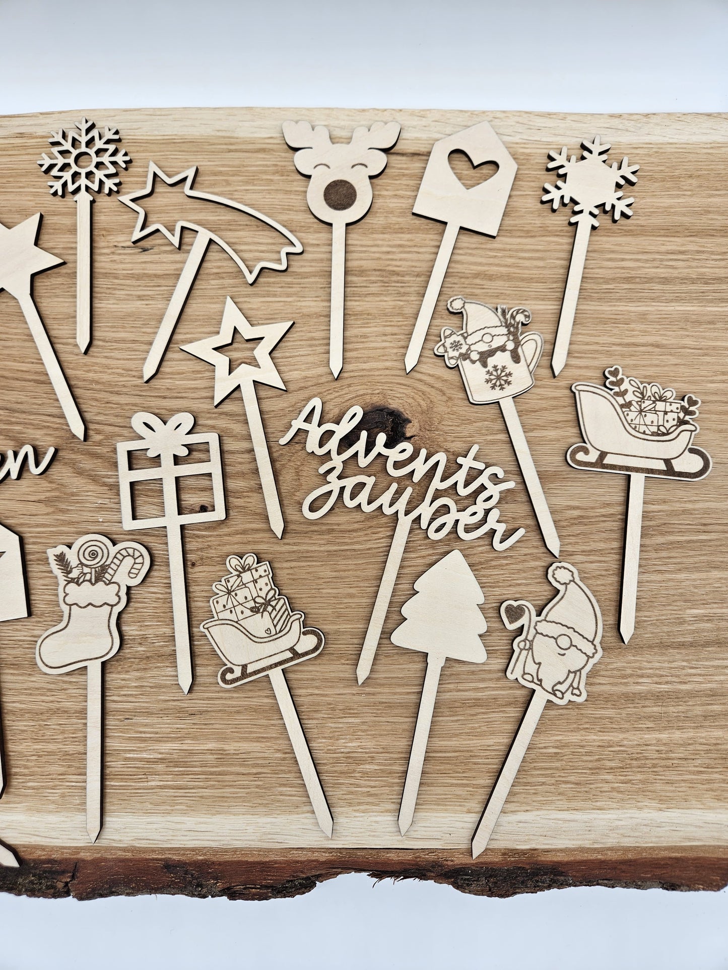 Caketopper, Muffintopper, Blumenstecker Weihnachten, Wintermotive -  Laserdatei Weihnachten