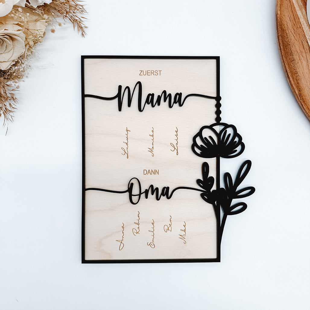 Rahmen fuer Muttertag mit Blumenranke, Oma, Vatertag, Opa - Laserdatei