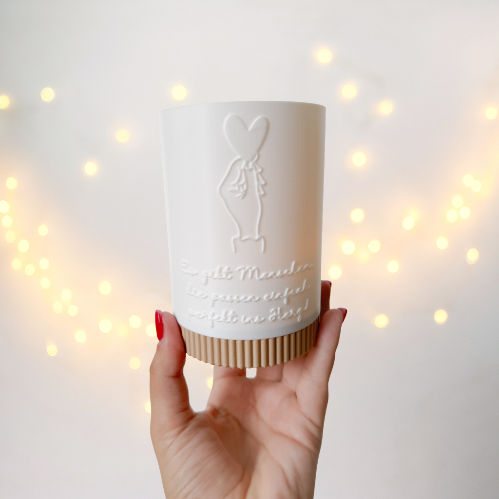 Windlicht rund mit Sockel Mama - 3D Druckdatei