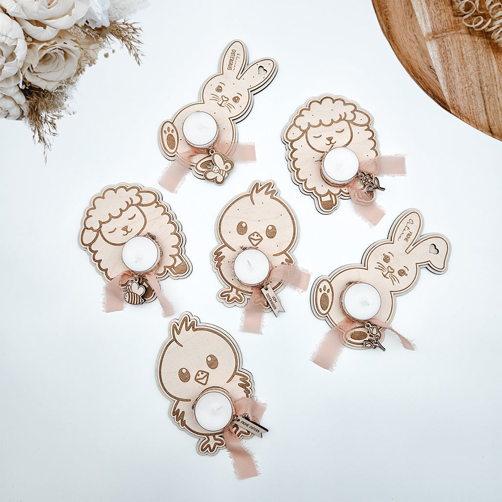 Teelichthalter Ostern, Küken, Schaf, Hase - Laserdatei