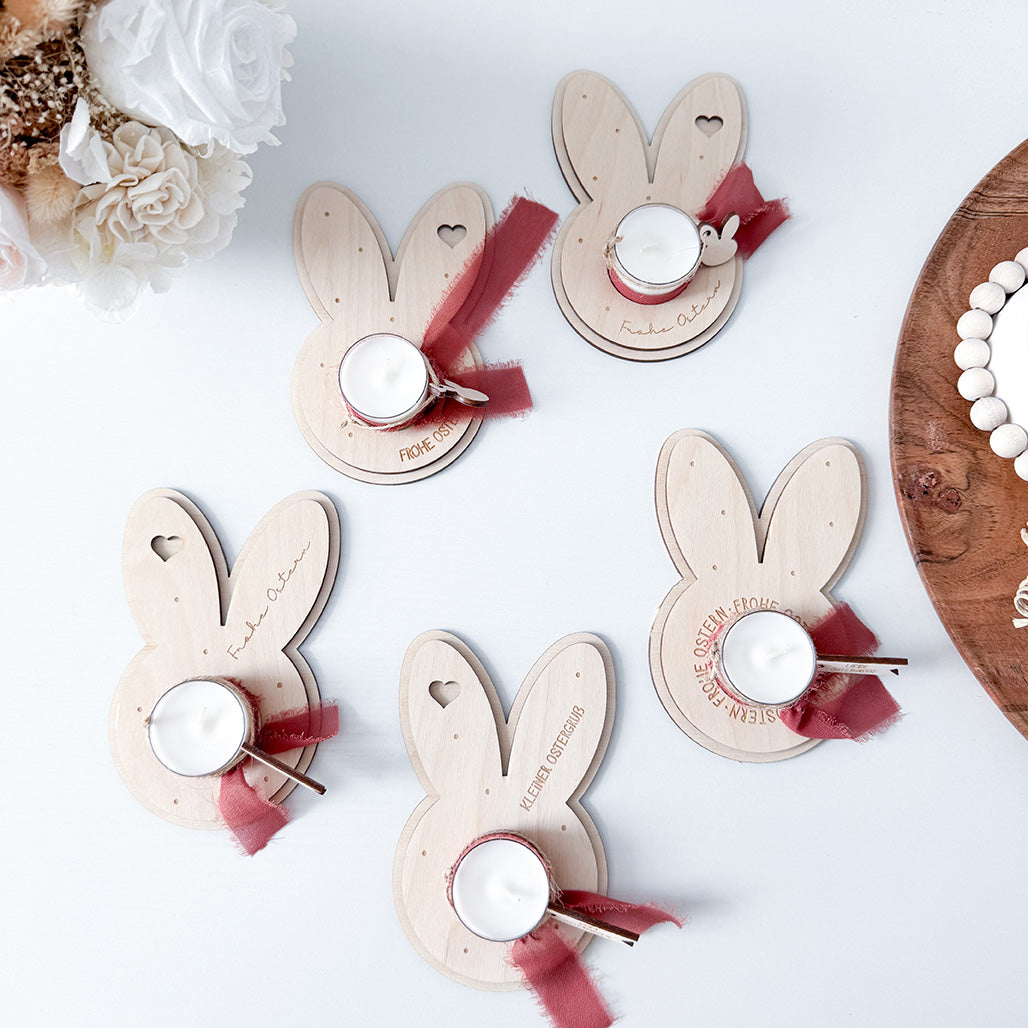 5 verschiedene Teelichthalter Ostern - Laserdatei