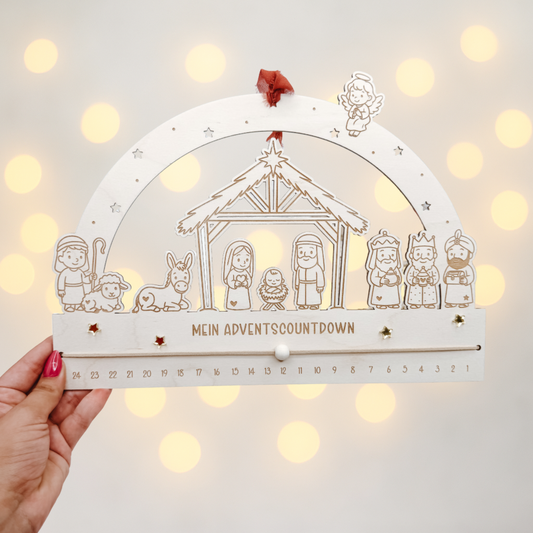 Adventscountdown Krippe zum Aufhängen - Laserdatei