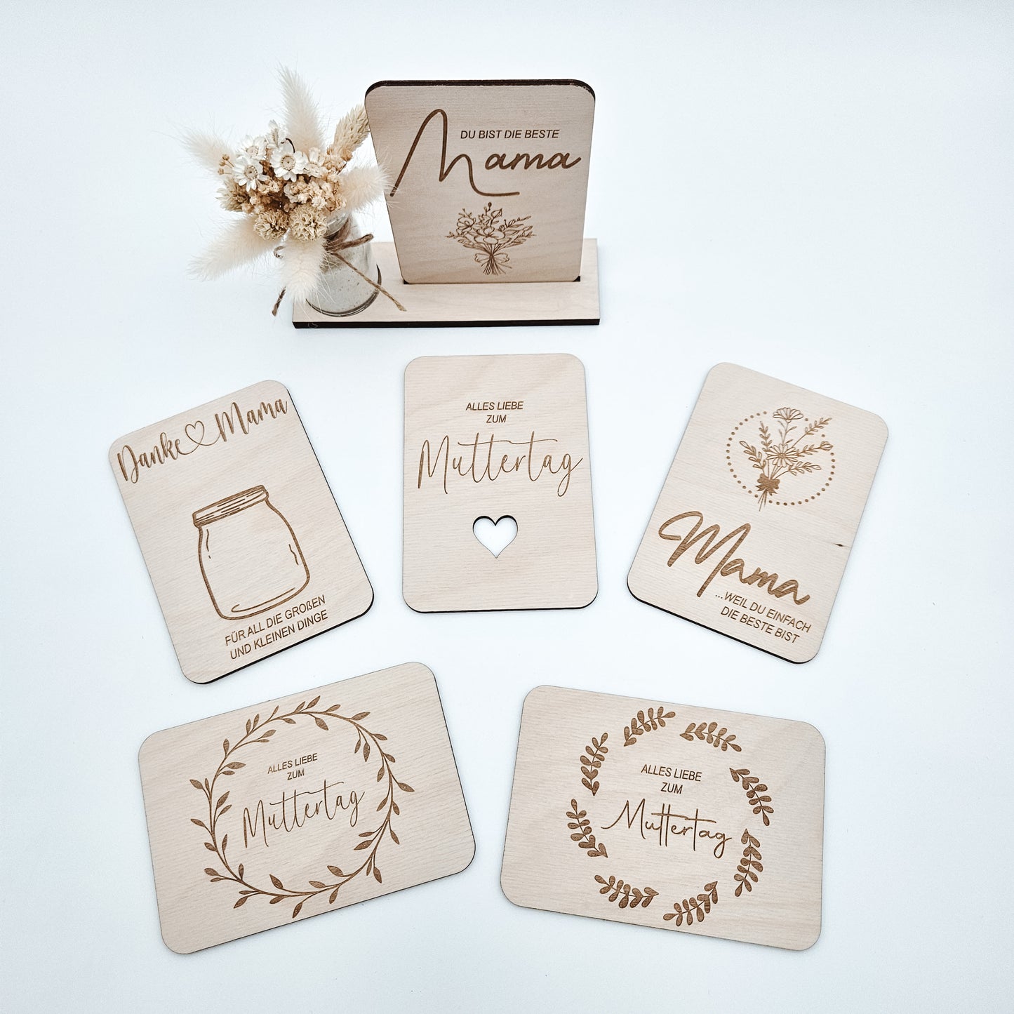 Muttertag, Geschenkkarten Muttertag inklusive Aufsteller - Laserdatei