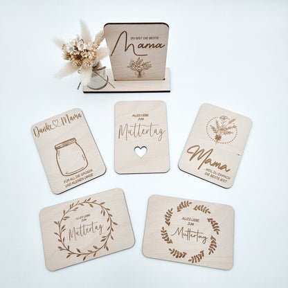 Muttertag, Geschenkkarten Muttertag inklusive Aufsteller - Laserdatei