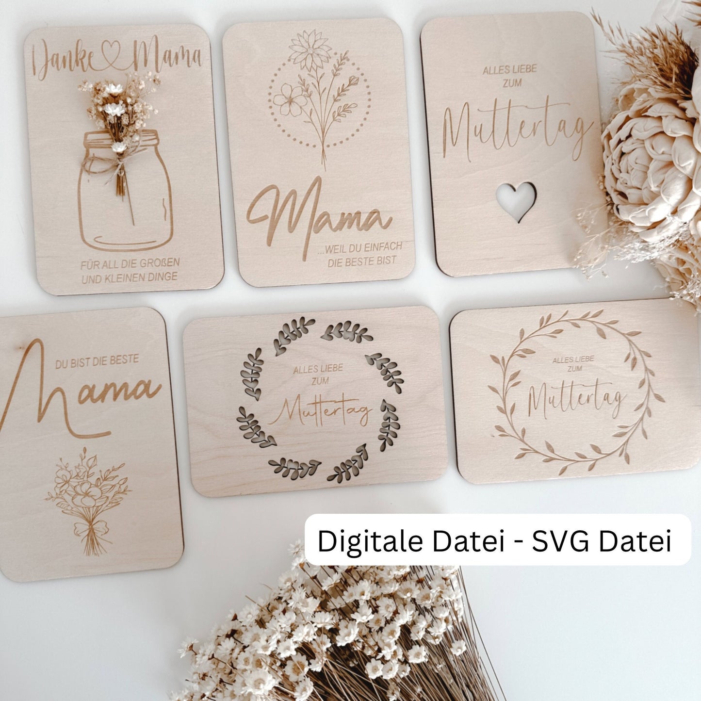 Muttertag, Geschenkkarten Muttertag inklusive Aufsteller - Laserdatei