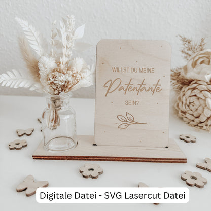 8 Patenkarten inklusive Aufsteller, Patentante, Patenonkel - Digitale Datei