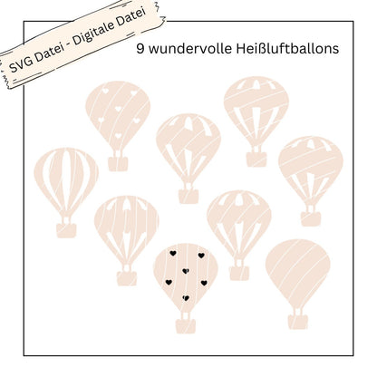 9 wundervolle Heißluftballons - Digitale Datei