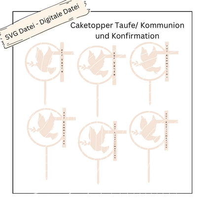 Caketopper zur Taufe / Kommunion / Konfirmation - Digitale Datei