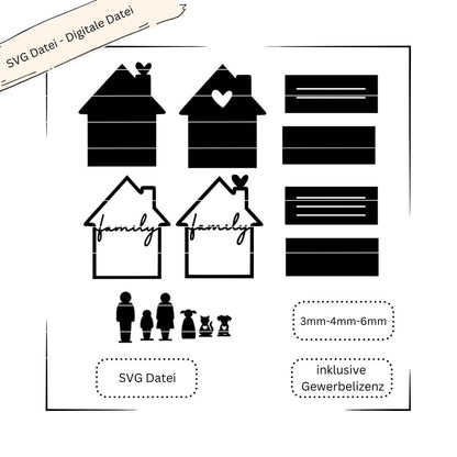 Gewerbelizenz Haus Home, Familienhaus, Aufsteller Haus - Digitale Datei
