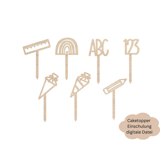 7 Caketopper zur Einschulung - Digitale Datei