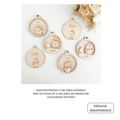 SVG Baumkugeln Weihnachten Pinguin, SVG Datei inkl. Gewerbelizenz