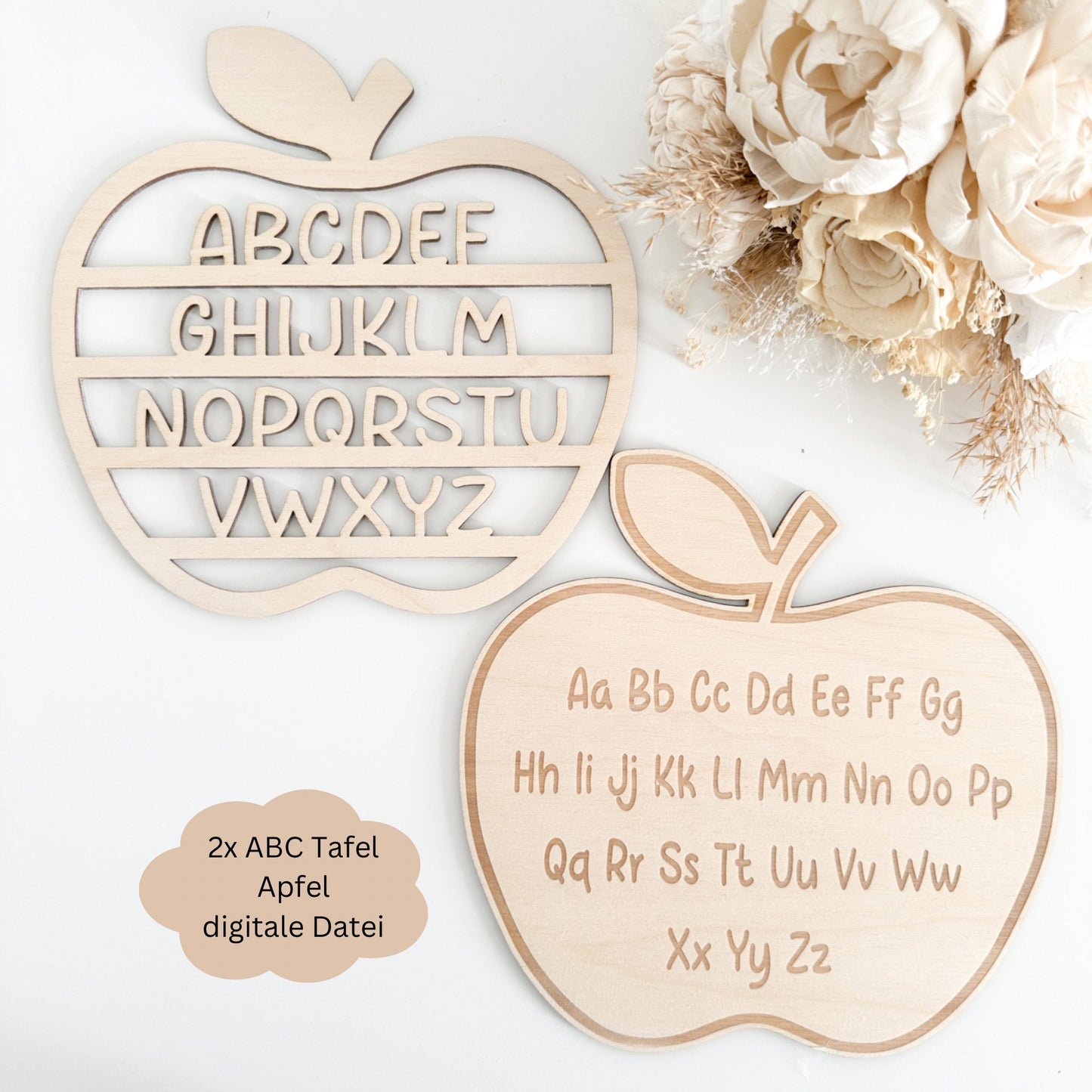 2 verschiedene ABC Tafeln Apfel - Laserdatei