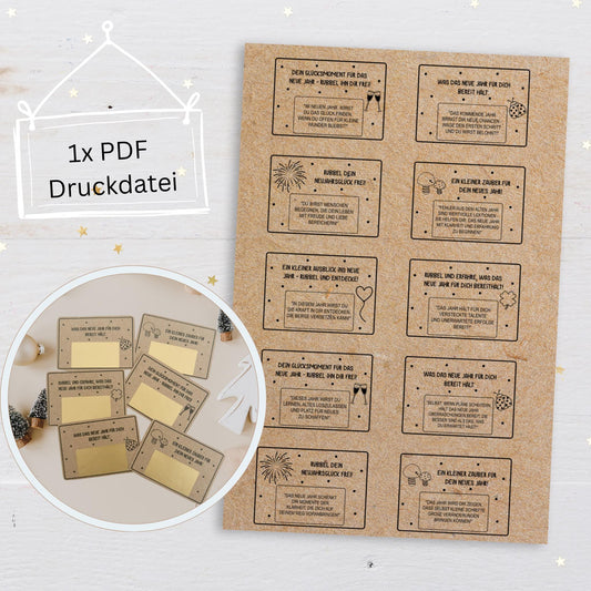 Rubbellose, Mitbringsel Silvester, Glückskeks - Druckvorlage