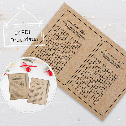 Buchstabensalat, Wunderkerzen, Mitbringsel Silvester - Druckvorlage