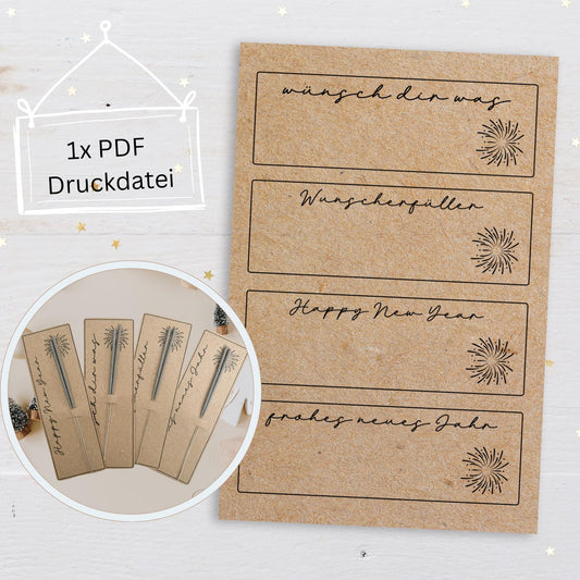 Wunderkerzen, Mitbringsel Silvester - Druckvorlage
