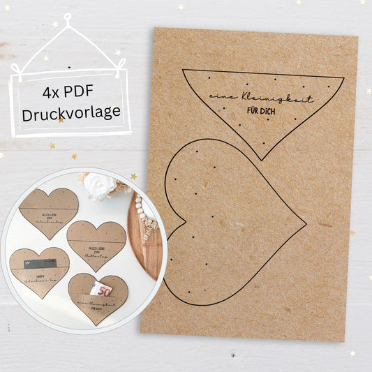 Druckvorlage Gutscheinhalter Herz