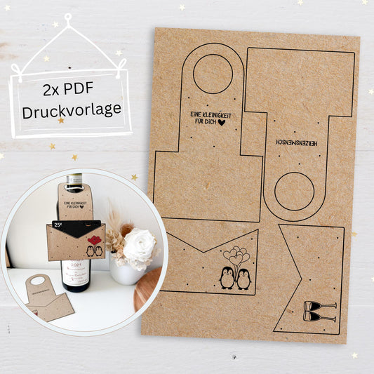 Druckvorlage Flaschenhalter, Gutscheinhalter