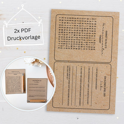 Druckvorlage Buchstabensalat Liebe