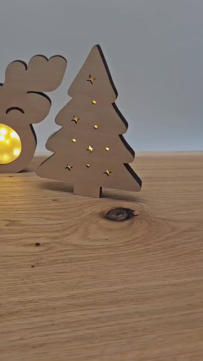 Lichter zum Hinstellen, Weihnachtslichter, Tannenbaum mit Licht, Rentier mit Licht -  Laserdatei