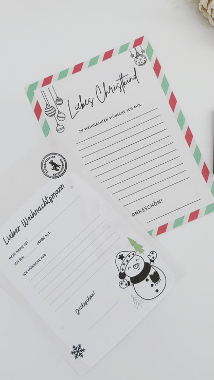 Wunschzettel Weihnachtsmann und Christkind, inkl. 6 PDF Wunschzettel, Weihnachten, Weihnachtsgeschenk - Laserdatei